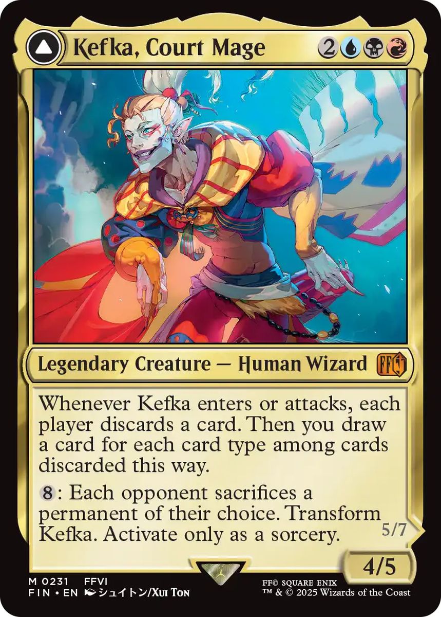 (英)【Foil】人造魔導士、ケフカ / Kefka, Court Mage - 破壊の化身、ケフカ / Kefka, Ruler of Ruin【FIN】 No.231