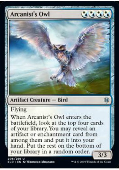 (英)【Foil】秘儀術師のフクロウ / Arcanist's Owl【ELD】 No.206