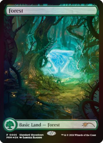 (英)【Foil】森 / Forest【PRM】「領界路」基本土地 スタンダード・ショーダウンプロモ フルアート版 No.119