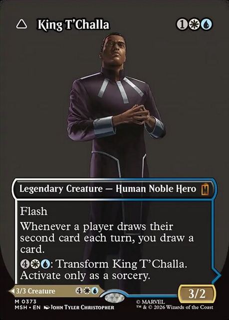 (英)【Foil】ティ・チャラ王 - 揺るがぬ希望、ブラックパンサー / King T'Challa - Black Panther, Hope Enduring ★ボーダーレス★(「ロゴ・カード」) 【MSH】 No.373