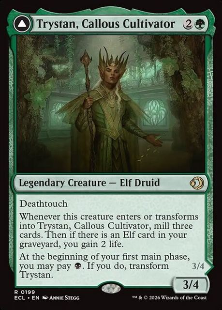 (英)【Foil】無感情の栽培者、トリスタン - 改悛の淘汰者、トリスタン / Trystan, Callous Cultivator - Trystan, Penitent Culler【ECL】 No.199