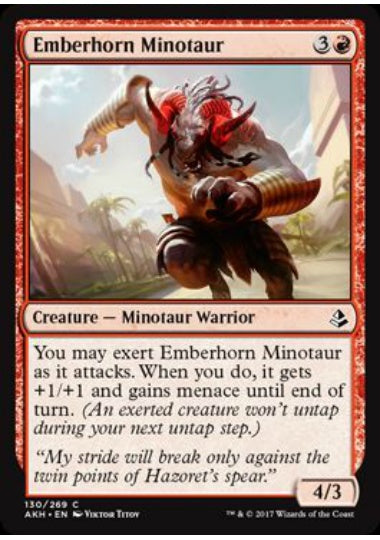 (英)【Foil】燃えさし角のミノタウルス / Emberhorn Minotaur【AKH】 No.130