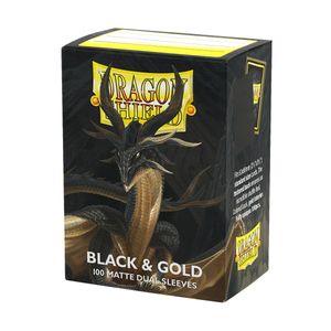 【サプライ】ドラゴンシールド(Dragon Shield) マットデュアルスリーブ スタンダードサイズ Black & Gold 100枚 AT-15069 ※発送方法は「ゆうパック」を選択してください。