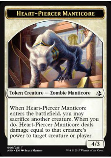 (英)心臓貫きのマンティコアトークン / Heart-Piercer Manticore Token【AKH-TOKEN】 No.006