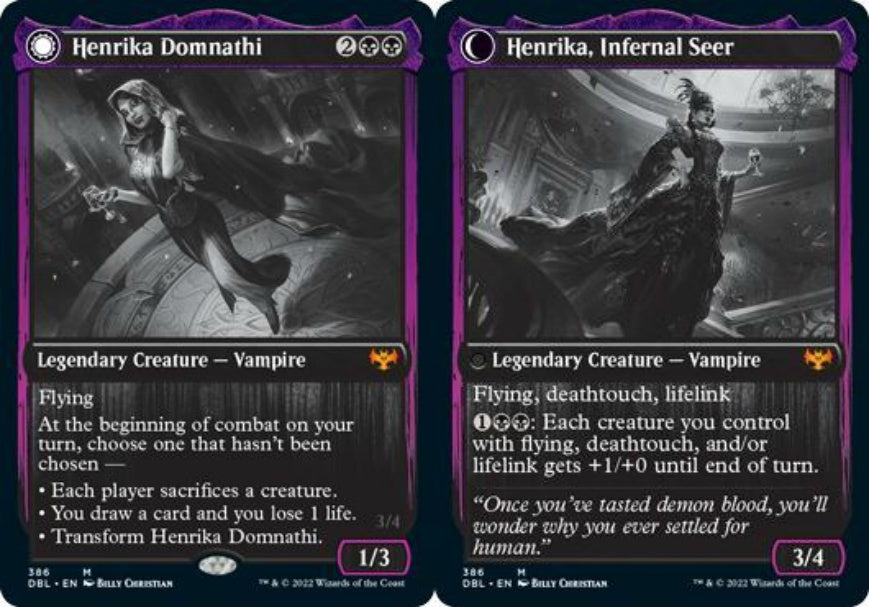 (英)【Foil】ヘンリカ・ダムナティ / Henrika Domnathi - 冥府の予見者、ヘンリカ / Henrika, Infernal Seer【DBL】 No.386