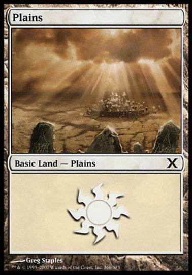 (英)【Foil】平地 / Plains【10E】 No.366