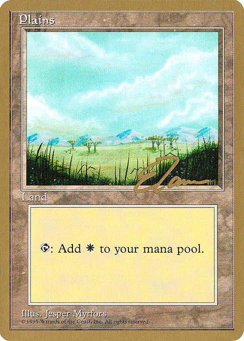 (英)平地 / Plains【PTC】 (Little Trees) ProTour NewYork Decks 1996 Eric Tam 金枠 No.275