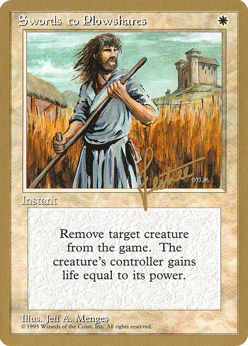 (英)剣を鍬に / Swords to Plowshares【PTC】 ProTour NewYork Decks 1996 Bertrand Lestree 金枠 No.055
