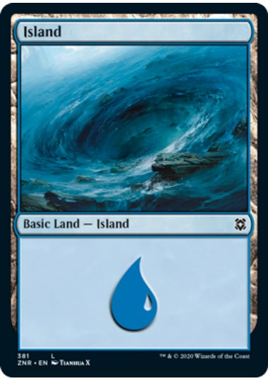 (英)【Foil】島 / Island【ZNR】通常アート バンドル収録 No.381