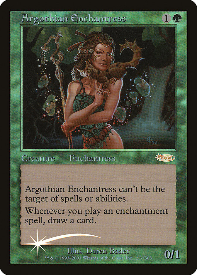 (英)【Foil】アルゴスの女魔術師 / Argothian Enchantress【PRM】旧枠 ジャッジ褒賞 No.016