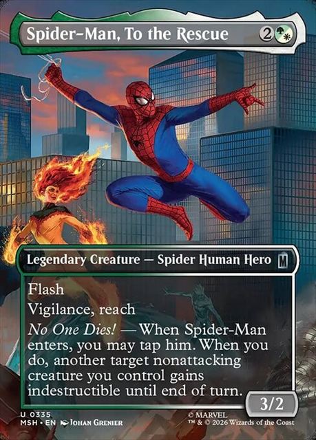(英)【Foil】助けに参上、スパイダーマン / Spider-Man, To the Rescue ★ボーダーレス★(「シーン・カード」) 【MSH】 No.335