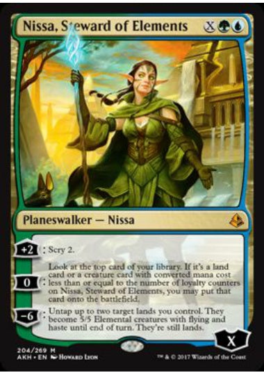 (英)自然に仕える者、ニッサ / Nissa, Steward of Elements【AKH】 No.204