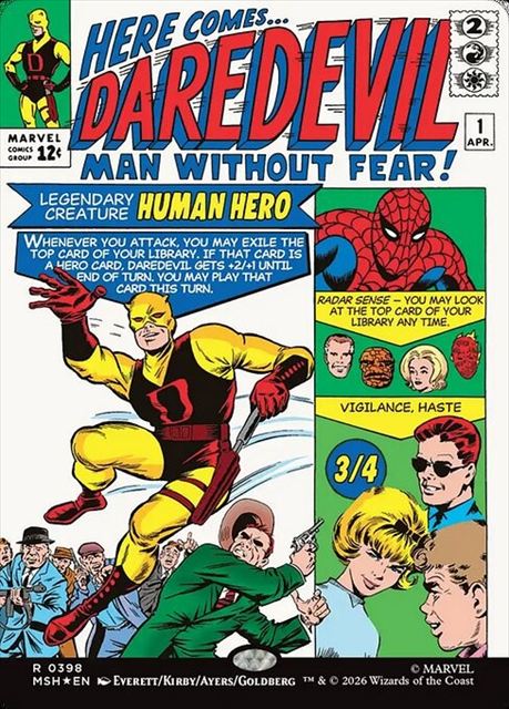 (英)【Foil】恐れ知らずの男、デアデビル / Daredevil, Man Without Fear ★ボーダーレス★(「クラシック・コミック」カード) 【MSH】 No.398