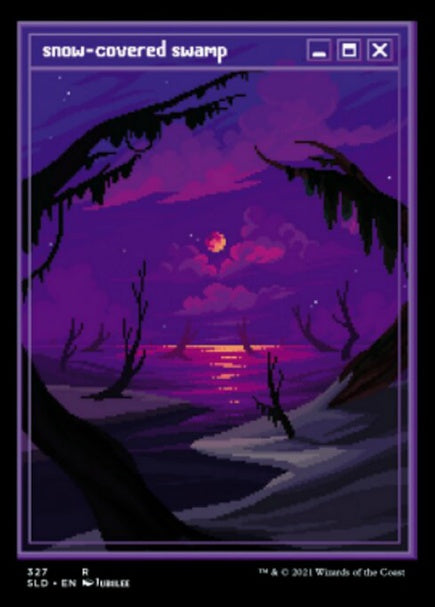 (英)【Foil】冠雪の沼 / Snow-Covered Swamp【SLD】PixelSnowLands.jpg No.327