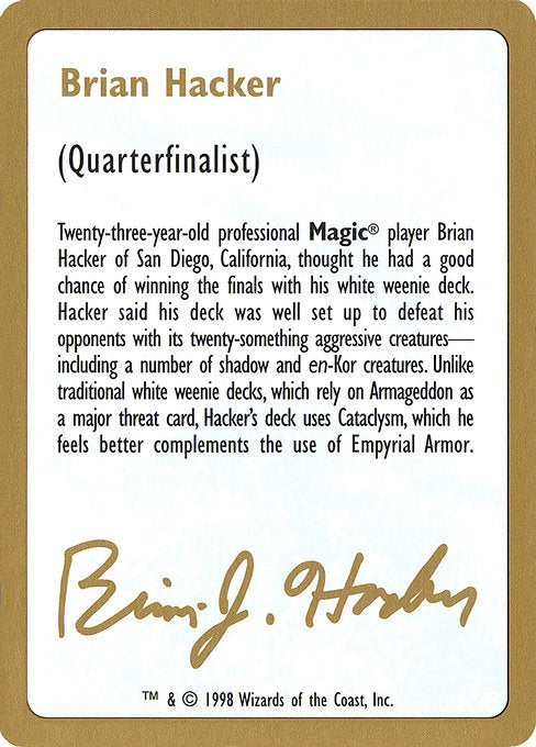 (英)紹介カード Brian Hacker【WC98】 World Championship Decks 1998 Brian Hacker 金枠 No.112