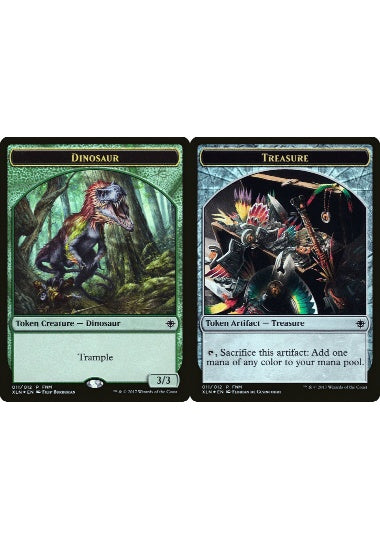 (英)【Foil】恐竜トークン / Dinosaur Token - 宝物トークン / Treasure Token【PRM】FNMプロモ No.066