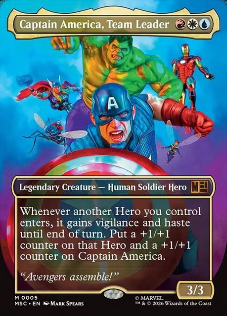 (英)【Foil】チームのリーダー、キャプテン・アメリカ / Captain America, Team Leader ★ボーダーレス★ 【MSC】 No.005