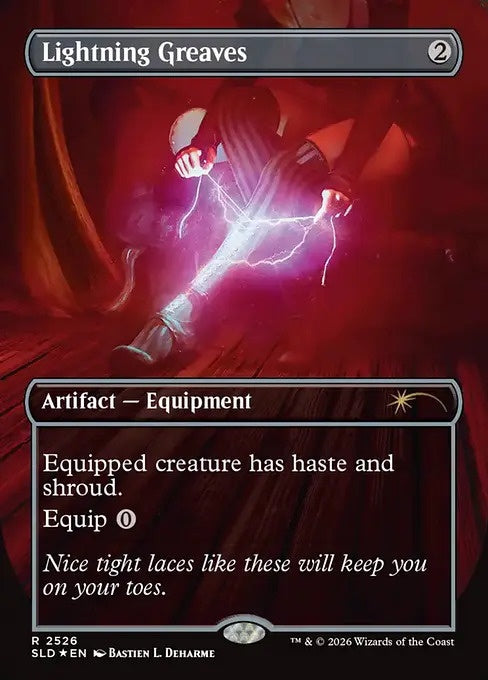 (英)【Foil】稲妻のすね当て / Lightning Greaves ★ボーダーレス★【SLD】 Secret Lair: VIVA LAS RAKDOS No.2526