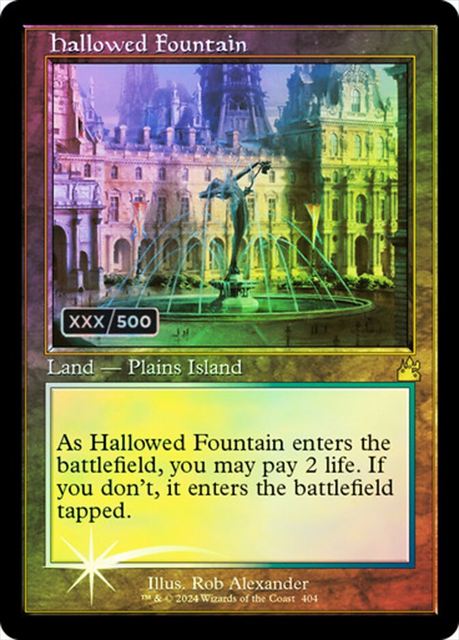 (英)【DR-Foil】神聖なる泉 / Hallowed Fountain ★ショーケース枠★(旧枠加工カード) 【RVR】 (シリアル入り) No.404