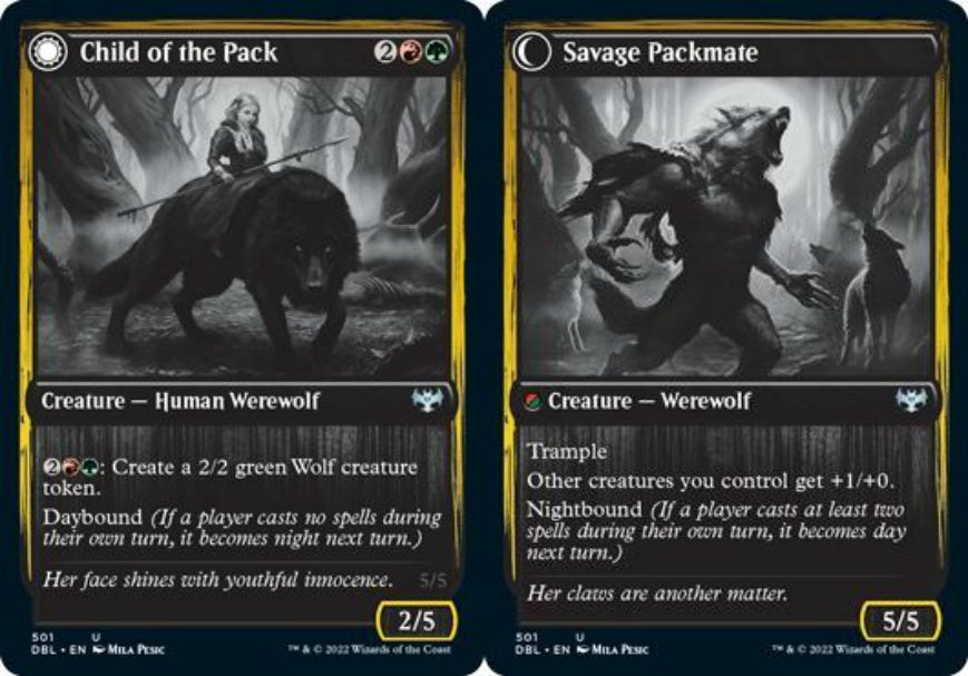 (英)【Foil】群れの仔 / Child of the Pack - 野蛮な群友 / Savage Packmate【DBL】 No.501