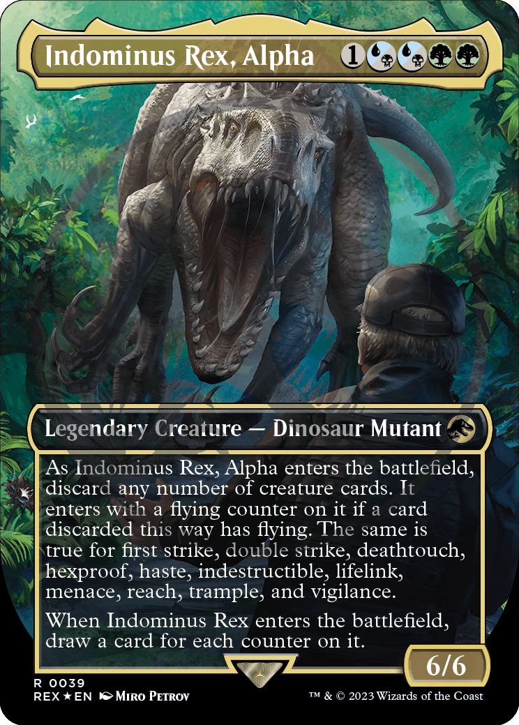(英)【Foil】君臨するもの、インドミナス・レックス / Indominus Rex, Alpha ★ボーダーレス★(「ジュラシック・ワールド」コレクション) 【REX】ロゴ入り版 No.039
