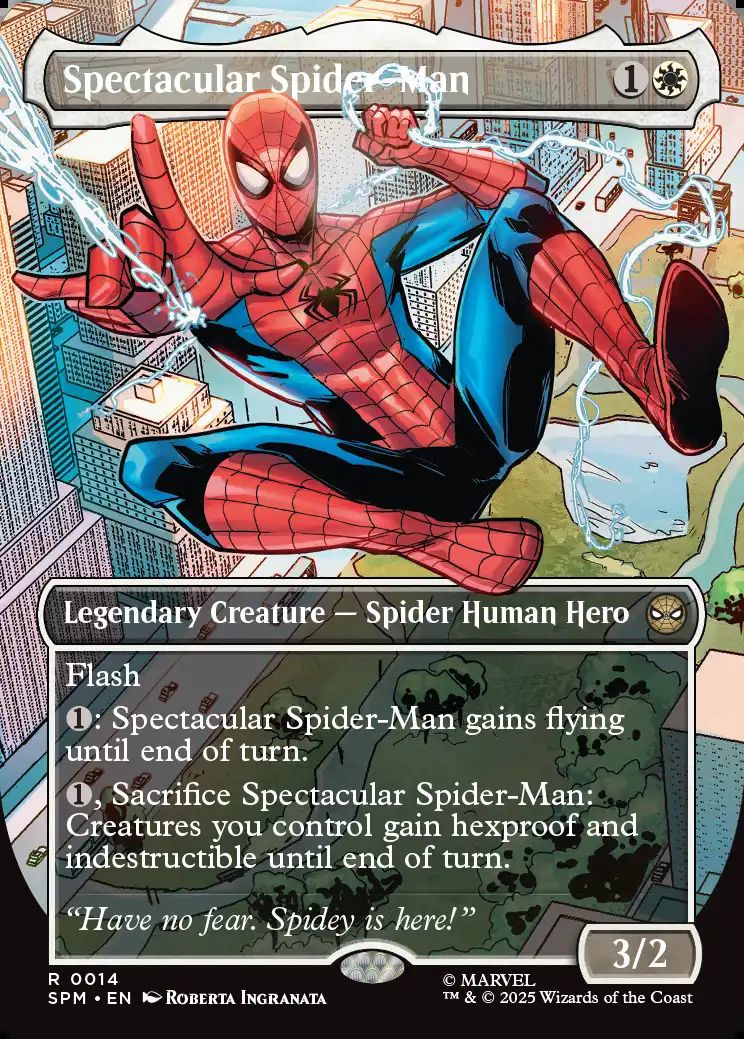 (英)スペクタキュラー・スパイダーマン / Spectacular Spider-Man ★ボーダーレス★(「コスチューム・チェンジ」カード) 【SPM】 No.014