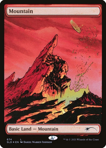 (英)【Foil】山 / Mountain【SLD】Heads I Win, Tails You Lose フルアート版 No.674
