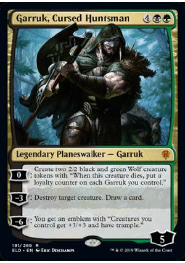 (英)呪われた狩人、ガラク / Garruk, Cursed Huntsman【ELD】 No.191