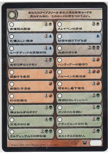 (日)イニストラード チェックリスト・カード / Innistrad Checklist Card【ISD-TOKEN】 No.CH1