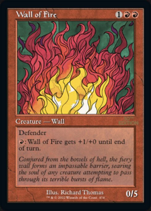 (英)炎の壁 / Wall of Fire【30A】 旧枠加工カード No.474 ※トーナメントで使用することはできません。