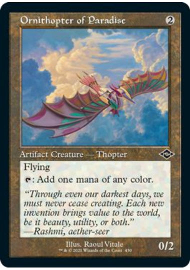 (英)【Foil】極楽の羽ばたき飛行機械 / Ornithopter of Paradise ★ショーケース枠★(旧枠加工カード) 【MH2】 No.430