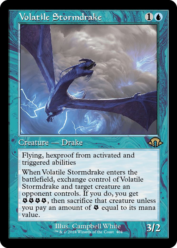 (英)荒れ模様のストームドレイク / Volatile Stormdrake ★ショーケース枠★(旧枠加工カード) 【MH3】 No.404