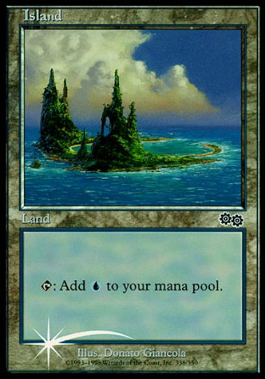 (英)【Foil】島 / Island【PRM】Urza's Saga アリーナプロモ No.014