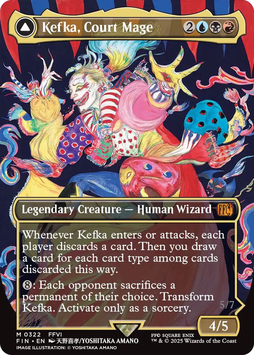 (英)【Foil】人造魔導士、ケフカ / Kefka, Court Mage - 破壊の化身、ケフカ / Kefka, Ruler of Ruin ★ボーダーレス★(FINAL FANTASY・アーティスト) 【FIN】 No.322