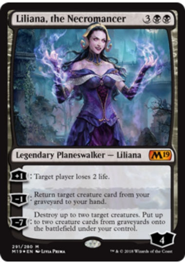 (英)【Foil】屍術師、リリアナ / Liliana, the Necromancer【M19】プレインズウォーカーデッキ収録 No.291